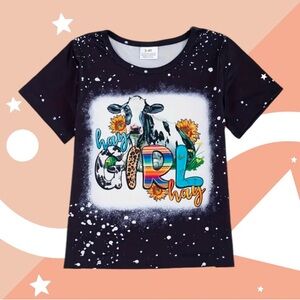 NWOT Kids Tee with Cow and Floral Graphic